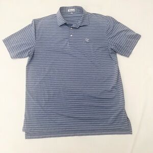 Men’s size large Peter Millar performance golf polo in blue and white st…